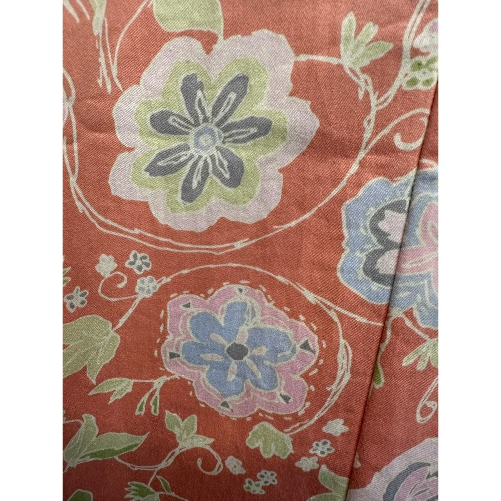 Sigrid Olsen Floral V-Neck Mini Dress Coral Pink Lace Trim Sleeveless Athleisure